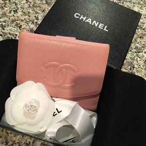 Chanel Bifold Wallet Coco Mark Pink Caviar skin